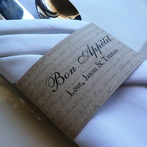 RUSTIC Napkin Wrap Holder Cuff - Reception Silverware - Lyrical Love Collection - Song Lyrics - Eco - Printed - DIGITAL DIY Printable
