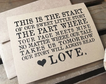 Our LOVE STORY - Wedding Day Card to Bride or Groom  - Anniversary - Recycled - Eco Friendly
