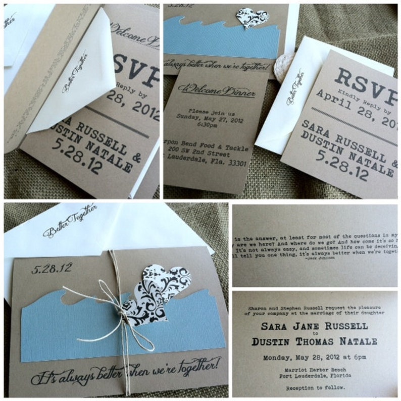 Wedding Invitations Better Together Beach Rustic Etsy