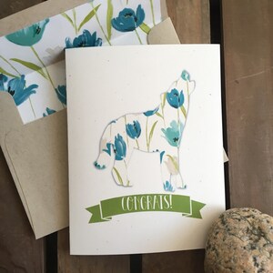 CONGRATS - Wolf Howl - Grad - Wedding - Engagement - New Baby - Note Card - CUSTOM - Recycled - Eco Friendly
