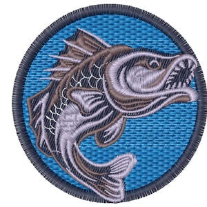 Bass Fish Embroidery Patch, Wildlife Fishing Design, 3x3 Hoop (PES, DST, JEF)