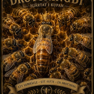 Queen Bee Surrounded by Worker Bees – Printable Bee Art