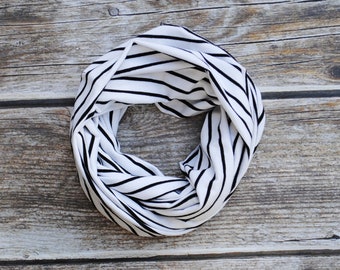 Toddler infinity scarf, striped baby scarf, child infinity scarf, black and white striped scarf