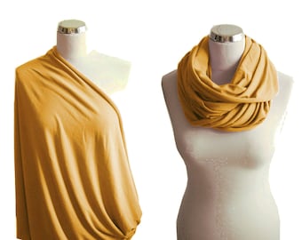 Mustard Yellow Infinity Nursing Scarf, Soft and comfy breastfeeding cover up, maternity shawl, baby shower gift