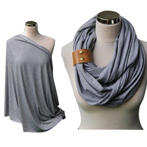 Modern nursing cover up, nursing infinity scarf, breastfeeding cover, baby shower gift, heather grey nursery shawl