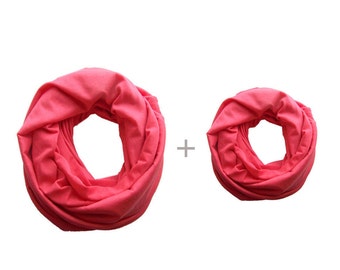 Mommy and Me Matching Infinity Scarf, Coral Pink Toddler Infinity Scarf, Mommy and Me Clothing