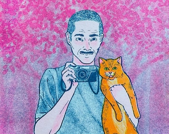 Art print "Selfie" / Riso Printed Illustration