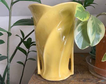 Vintage McCoy Pottery Vase in Yellow 8 inches tall