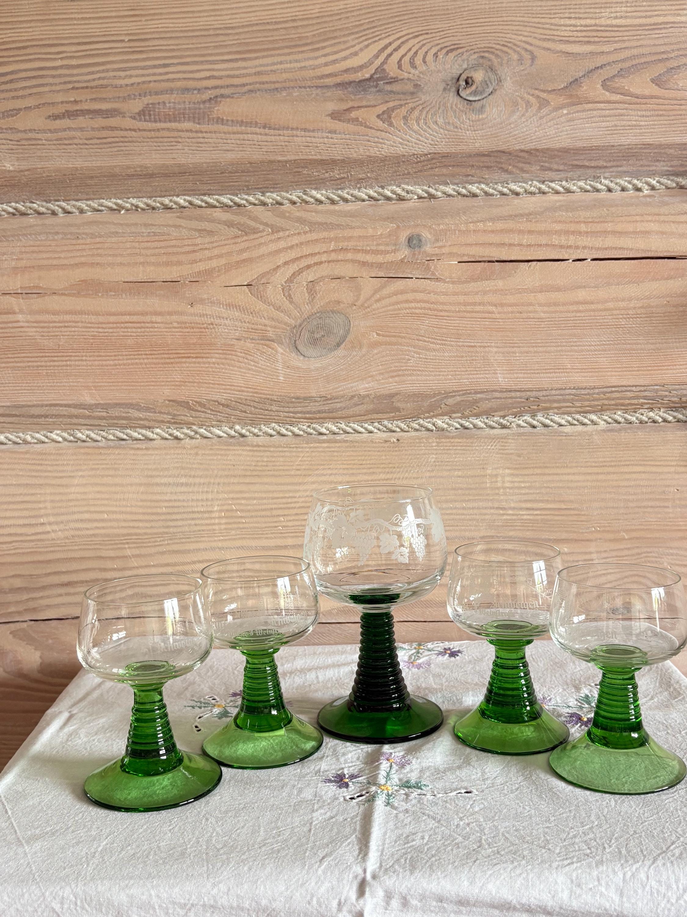 German green stem wine glasses - Etsy 日本