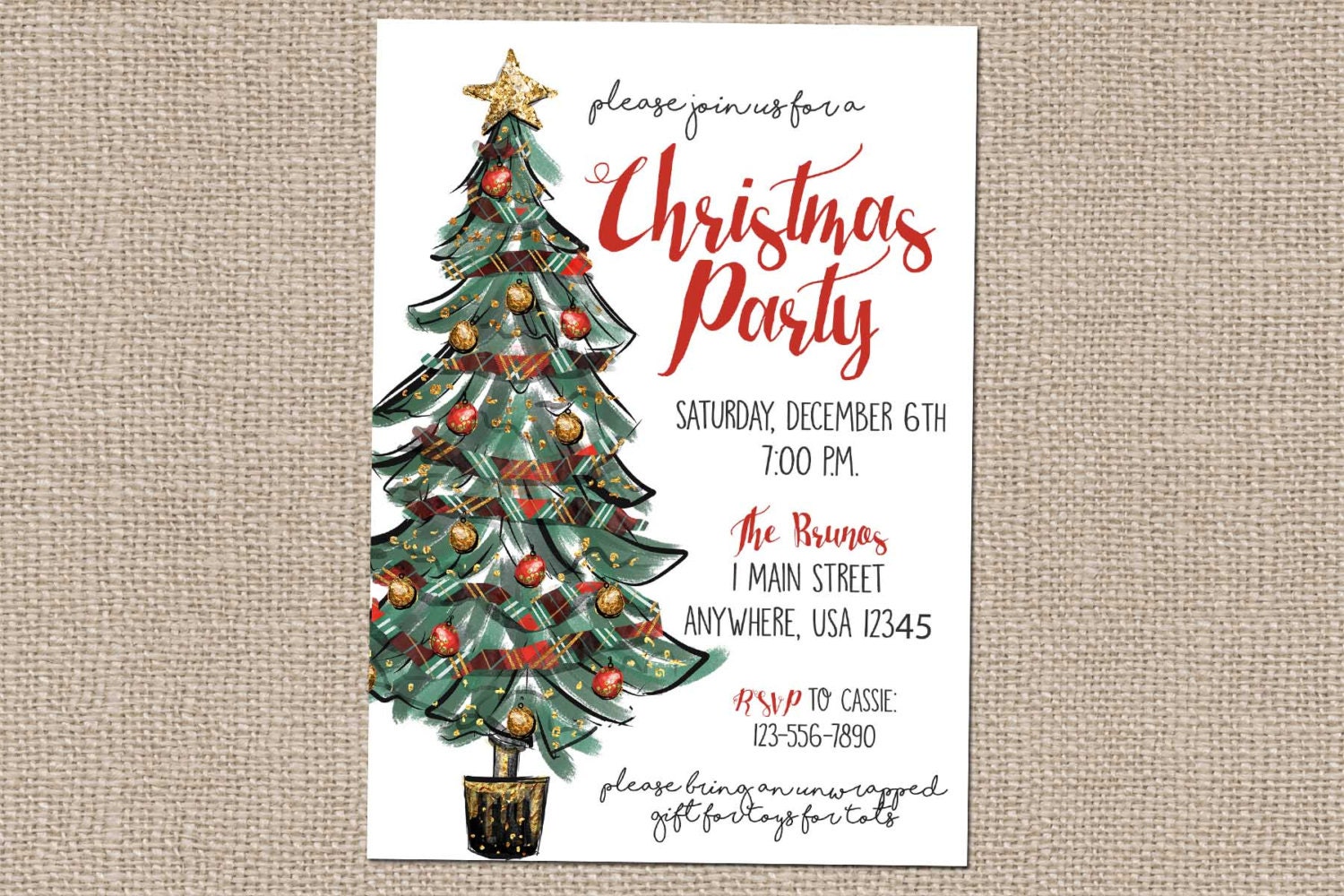 Noël fête Invitation arbre de Noël inviter-inviter-Noël  Etsy