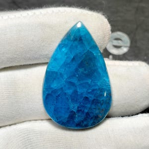 Natural Apatite Cabochon Gemstone | Blue Crystal Cab | Artisan Jewelry Supply 41 cts (37x24x4mm)