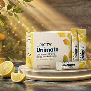 Unicity Unimate Yerba Mate Drink Mix, Natural Energy & Wellness Support, Lemon Flavor Packets image 2