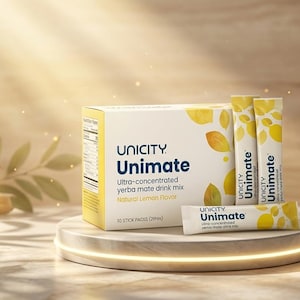 Unicity Unimate Yerba Mate Drink Mix, Natural Energy & Wellness Support, Lemon Flavor Packets image 1