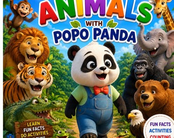 Wilde dieren en leuke weetjes met Popo Panda | Printbaar activiteitenboek over dieren voor kleuters | Leerzame werkbladen voor kinderen | Thuisonderwijs | Leeftijd 2-7 jaar |