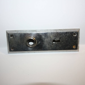 Vintage Rusted Stainless Steel Door Plate, Door Guard With Key Hole, Silver Tone Metal, Decorative, Old, Great For Projects Or Use, Home