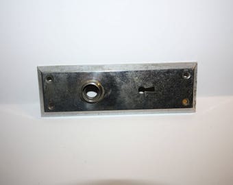 Vintage Rusted Stainless Steel Door Plate, Door Guard With Key Hole, Silver Tone Metal, Decorative, Old, Great For Projects Or Use, Home