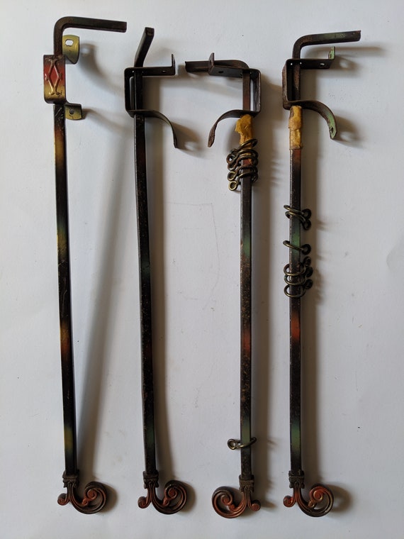 Vintage Victorian Set Of Four Ornate Curtain Rods Metal Rust Etsy
