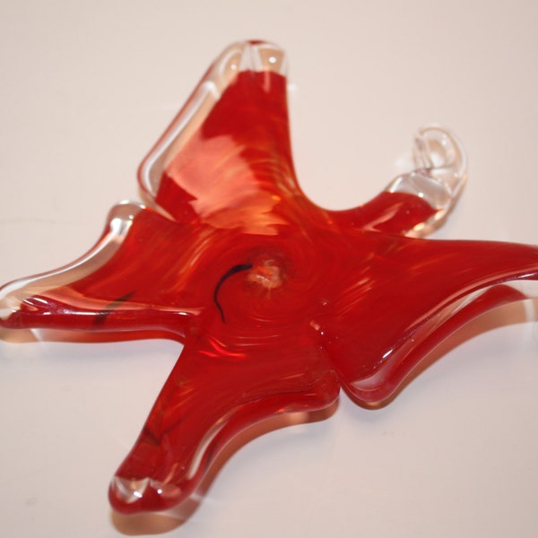 Vintage Handmade Glass Orange Butterfly Window Hanging, Ornament, Decorative, Colorful, Collectible, Holiday, Gift, Stocking Stuffer