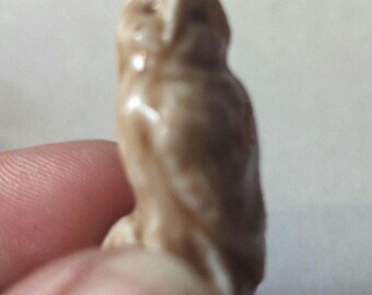 Vintage Wade England Porcelain Brown Owl Miniature Figure/Figurine Red Rose -Whimsy, Knick Knack, Collectible