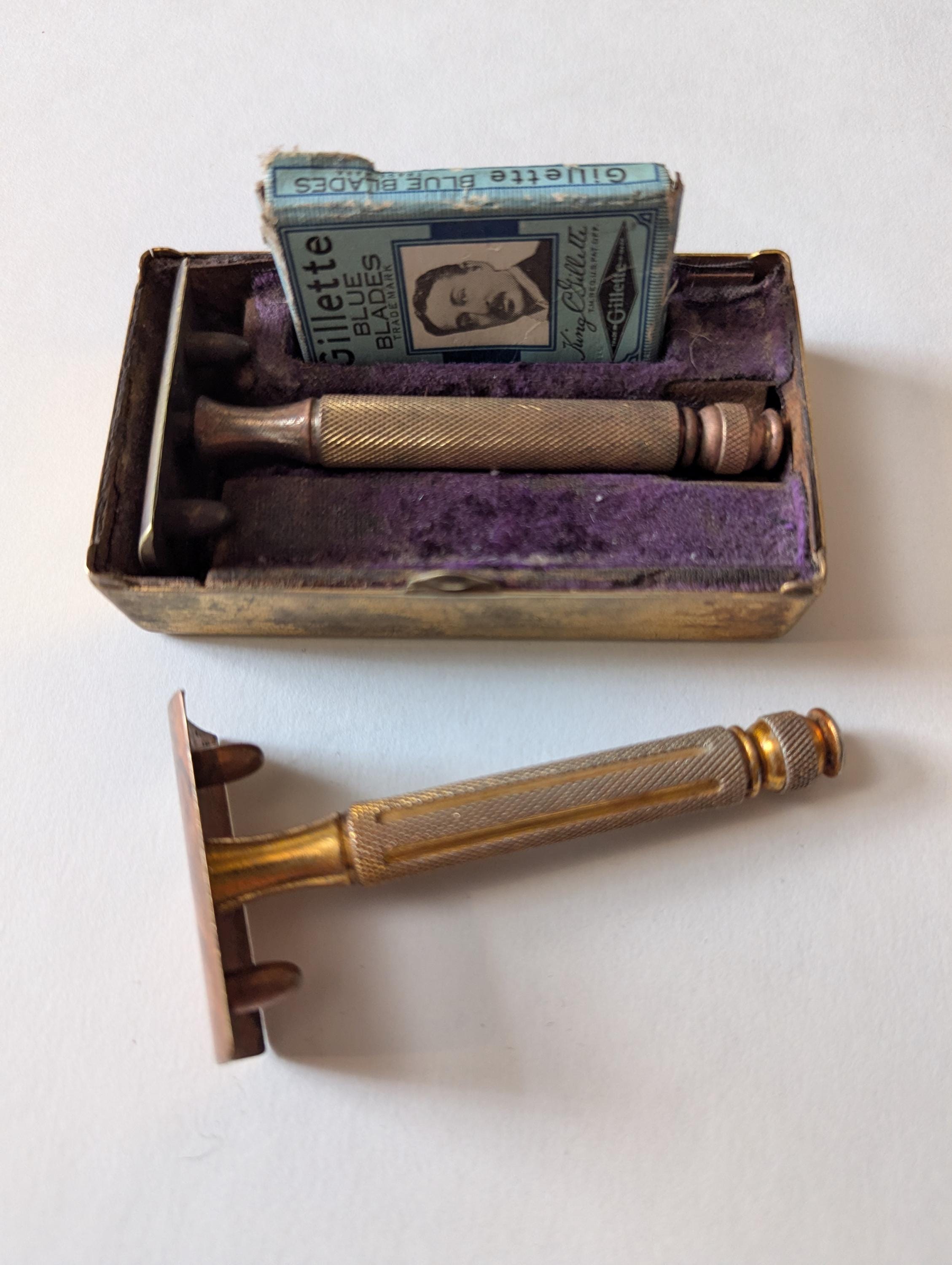 Antique Brass Gillette Razor in a Box - Etsy