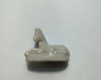Vintage Wade England Porcelain Miniature Figurine Of A White Zebra Laying Down From Red Rose Tea-Miniature, Knick Knack, Whimsy, Collectible