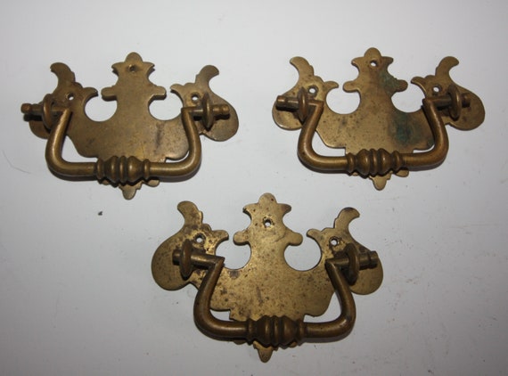 Vintage Antique Drawer Pulls Solid Brass Decorative Etsy