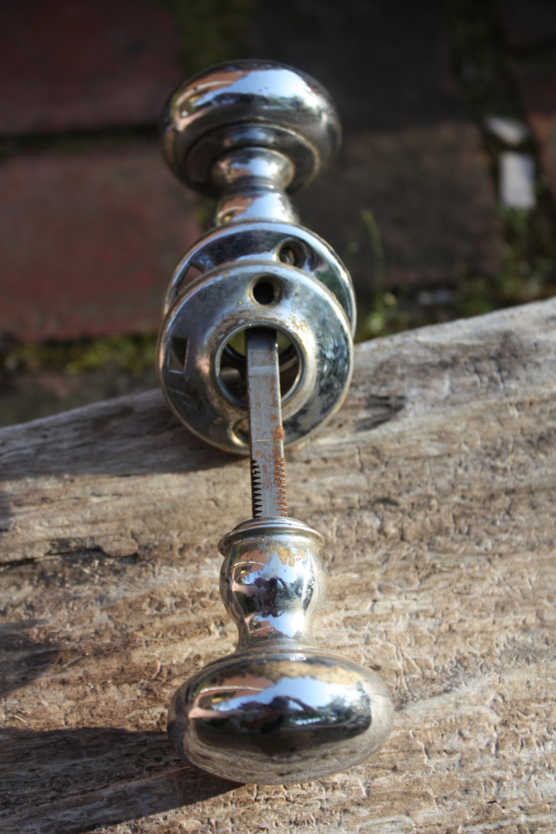 Vintage Pantry Door Knob Set Silver Tone Metal Face Plate Etsy