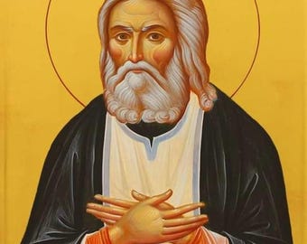 Handmade Wooden Byzantine Orthodox Icon: Saint Seraphim of Sarov – Appalachia Made
