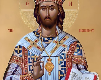 Handmade Wooden Byzantine Orthodox Icon: Christ the High Priest – Appalachia Made