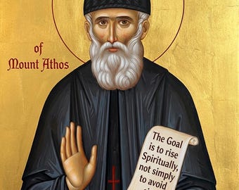 Handmade Wooden Byzantine Orthodox Icon: St. Paisios of Mt. Athos – Appalachia Made