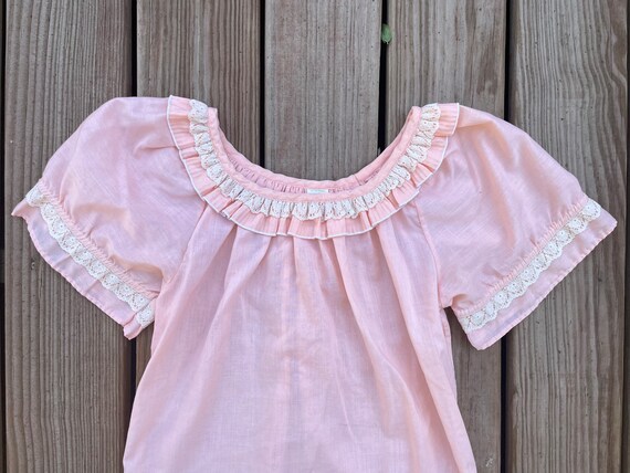 Vintage 70s 80s Peach Ruffle and Eyelet Western C… - image 2