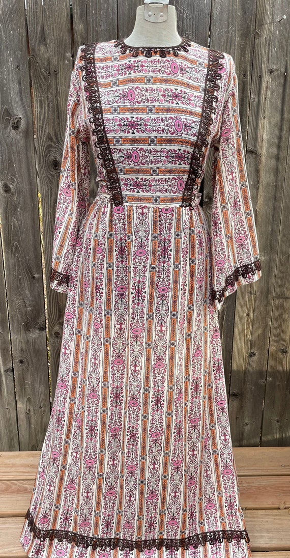 Vintage 70's Floral Hippie Bohemian Maxi Dress Si… - image 2