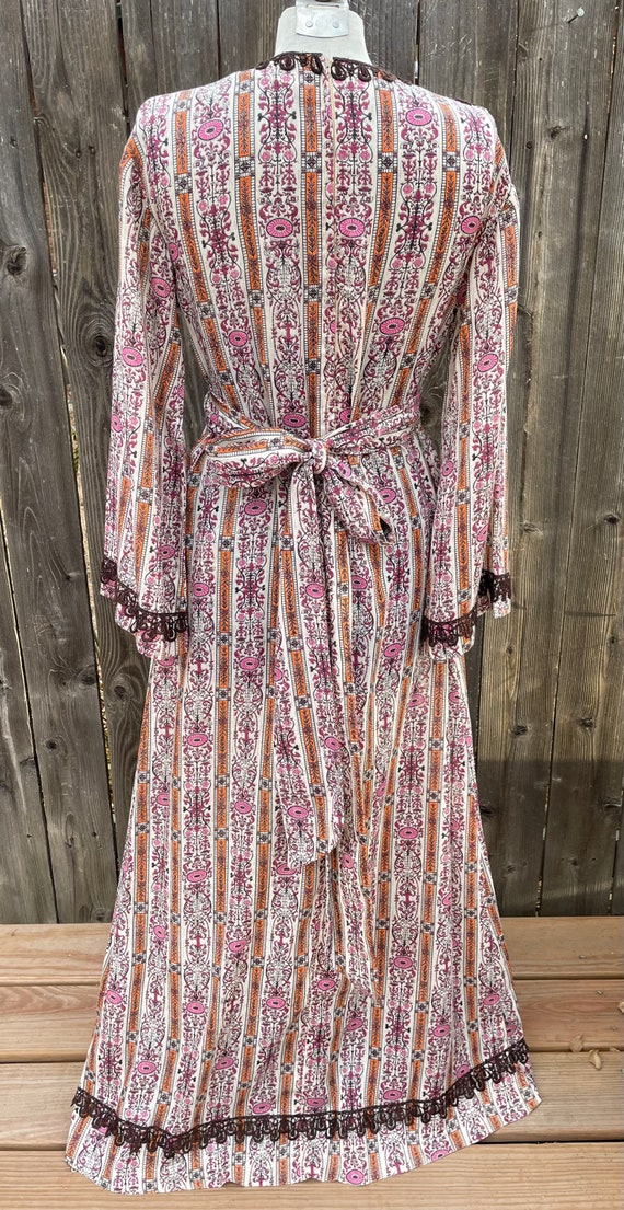 Vintage 70's Floral Hippie Bohemian Maxi Dress Si… - image 5