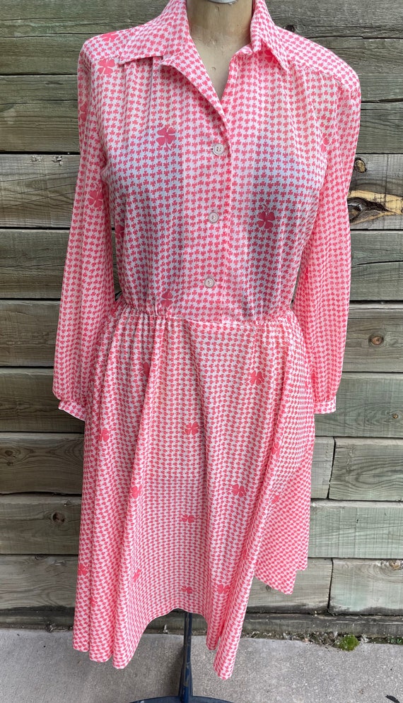 Vintage 70s 80s Sheer Pink Clover Western Rockabil