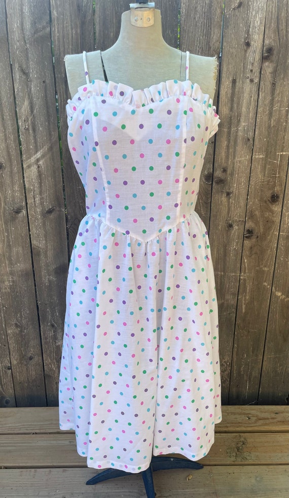 Vintage  80s Polka Dot Sundress Dress Size M/L