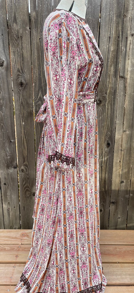 Vintage 70's Floral Hippie Bohemian Maxi Dress Si… - image 3