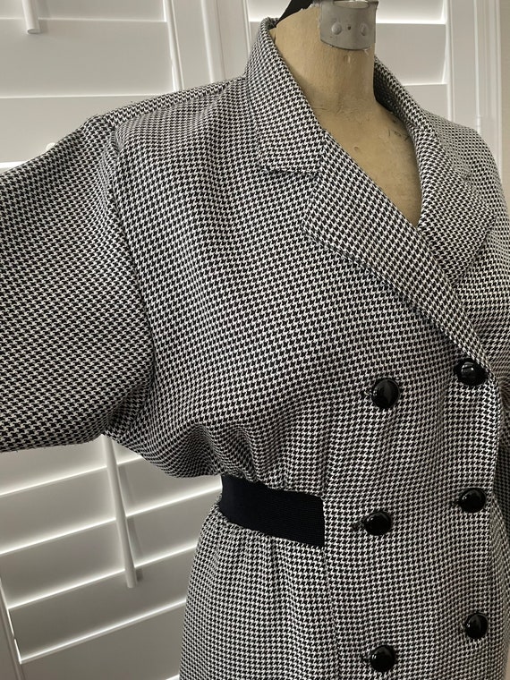 Vintage 80s 90s Houndstooth Secretary Dress Rocka… - image 4
