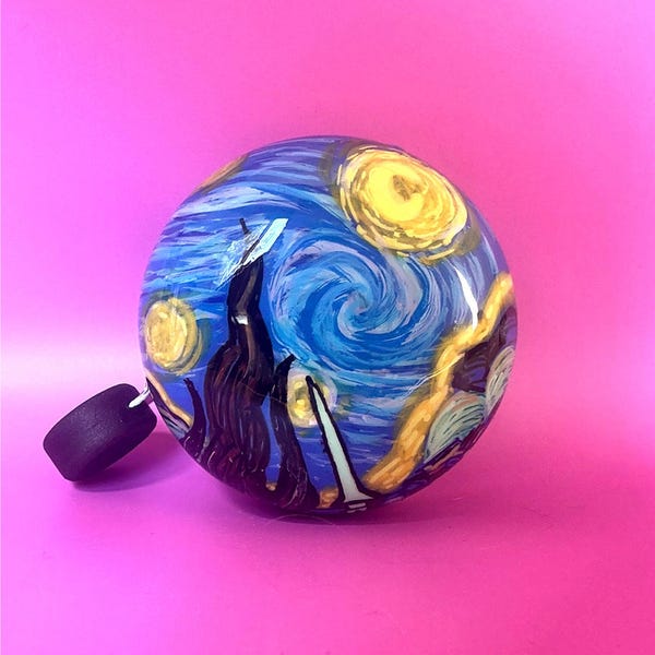Starry Night Bike Bell - Retro - Unique - Vintage - Custom - Bicycle Accessories - Must Have Cycling Accessory - Trail Safety
