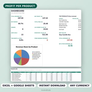Income and Expense Tracker for Small Business | Handmade Seller (Excel, Google Sheets)