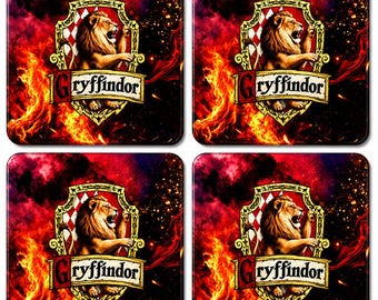 Set med 4 Gryffindor-vapensköld i kork