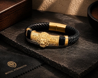 Bracciale da uomo in pelle, Bracciale in pelle da uomo, Bracciale in acciaio inossidabile, Gioielli impermeabili, Regalo per lui, Bracciale da uomo