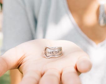 Hand Stamped Silver Plated Spoon Ring - Custom Vintage Silverware Jewelry