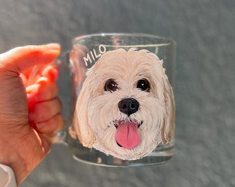 Hand Painted Pet Portrait Coffee Mug: Custom Dog or Cat Art