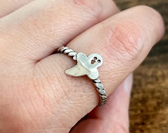 Sterling Silver Ghost Ring with Twist Band - Made to Order