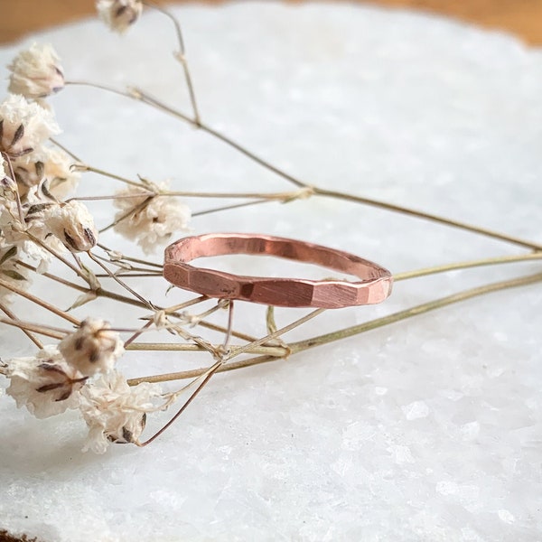 Hammered Copper Stacking Ring - Simple - Minimalist - Bridesmaid Jewelry - Stocking Stuffer