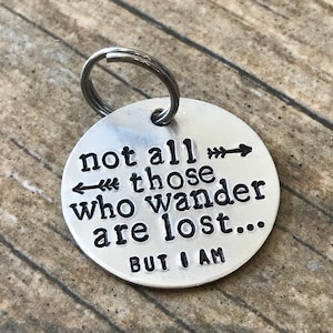 Hand Stamped Pet Tag Not All Those Who Wander Are Lost But I Am Lost Dog Aluminum Custom Dog Tag Personalized Made in the USA image 1