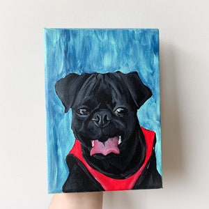 Custom Pet Portrait Hand Painted Pet on Canvas Painting Acrylic on Canvas Housewarming Home Decor 5x7 Dog Cat image 2