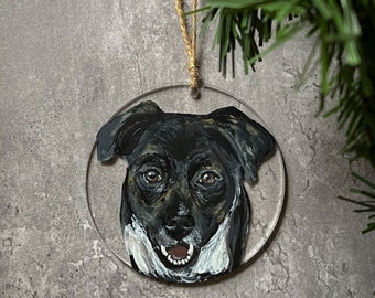 Custom 3.5" Acrylic Ornament with Hand Painted Pet Portrait - Acrylic Painting