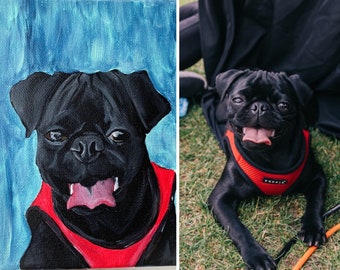 Custom Pet Portrait - Hand Painted Pet on Canvas - Painting - Acrylic on Canvas - Housewarming - Home Decor - 5x7 - Dog - Cat