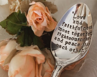 Personalized Hand Stamped Vintage Silver Plated Spoon